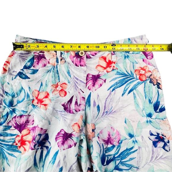 Tommy Bahama Linen Bermuda Shorts 8 Valentina Villa 9" Hawaiian Floral Coastal - Picture 5 of 12